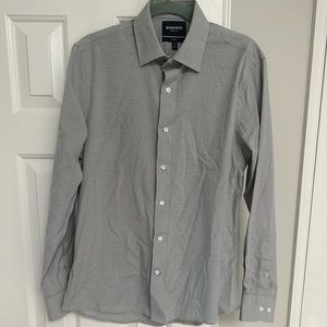 Bonobos NWOT size M gray button down slim fit with crimson dots.